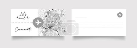 Illustration for Cincinnati City Name (United States, North America) with black white city map illustration vector - Royalty Free Image