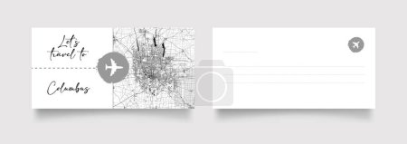 Téléchargez les illustrations : Columbus Ohio City Name (États-Unis, Amérique du Nord) avec vecteur d'illustration de carte de ville en blanc noir - en licence libre de droit