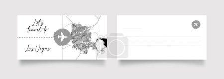 Illustration for Las Vegas City Name (United States, North America) with black white city map illustration vector - Royalty Free Image