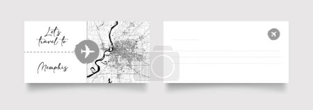 Illustration for Memphis City Name (United States, North America) with black white city map illustration vector - Royalty Free Image