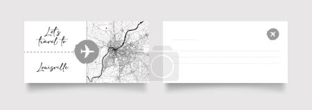 Ilustración de Nombre de la ciudad de Louisville (Estados Unidos, América del Norte) con negro blanco mapa de la ciudad vector de ilustración - Imagen libre de derechos