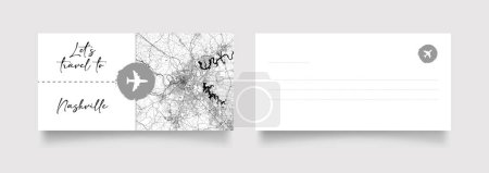 Téléchargez les illustrations : Nom de la ville de Nashville (États-Unis, Amérique du Nord) avec vecteur d'illustration de carte de ville en blanc noir - en licence libre de droit