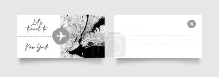 Téléchargez les illustrations : New York City Name (États-Unis, Amérique du Nord) avec vecteur d'illustration de carte de ville en blanc noir - en licence libre de droit