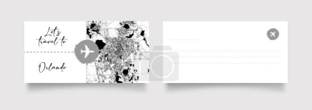 Téléchargez les illustrations : Nom de la ville d'Orlando (États-Unis, Amérique du Nord) avec vecteur d'illustration de carte de ville en blanc noir - en licence libre de droit
