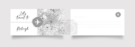 Illustration for Raleigh North Carolina City Name (United States, North America) with black white city map illustration vector - Royalty Free Image
