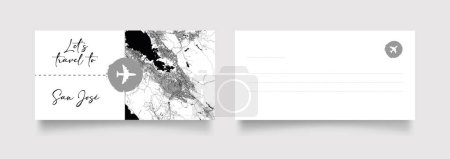 Téléchargez les illustrations : Nom de la ville de San Jose (États-Unis, Amérique du Nord) avec vecteur d'illustration de carte de ville en blanc noir - en licence libre de droit