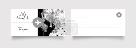 Téléchargez les illustrations : Nom de la ville de Tampa (États-Unis, Amérique du Nord) avec vecteur d'illustration de carte de ville en blanc noir - en licence libre de droit