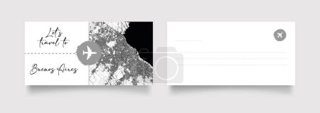 Illustration for Buenos Aires City Name (Argentina, South America) with black white city map illustration vector - Royalty Free Image