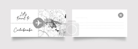 Illustration for Cochabamba City Name (Bolivia, South America) with black white city map illustration vector - Royalty Free Image