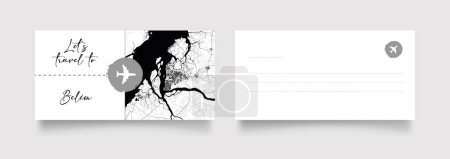 Illustration for Belem City Name (Brazil, South America) with black white city map illustration vector - Royalty Free Image