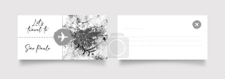Illustration for Sao Paulo City Name (Brazil, South America) with black white city map illustration vector - Royalty Free Image