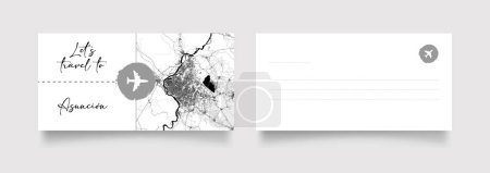 Illustration for Asuncion City Name (Paraguay, South America) with black white city map illustration vector - Royalty Free Image