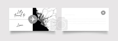 Illustration for Lima City Name (Peru, South America) with black white city map illustration vector - Royalty Free Image
