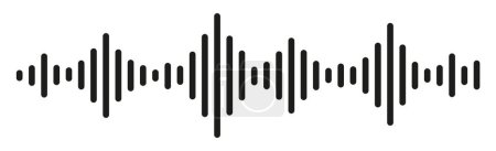 Sonido y ondas de audio. Líneas de onda sonora monocromas. Símbolo de ritmo de ondas sonoras. Volumen de audio escalas líneas - vector de stock.