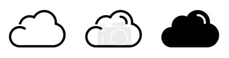 Icônes Cloud réglées. icône Nuages dans un style différent. Le sumbol météo. Ligne d'icônes Cloud et style plat - vecteur de stock.