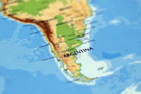 Photo for World map of south america and argentina country in close up - Royalty Free Image
