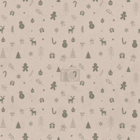 Photo for Christmas festive digital pattern a harmonious blend of classic cozy and joyful holiday elements like snowflakes, reindeer, ornaments - Royalty Free Image