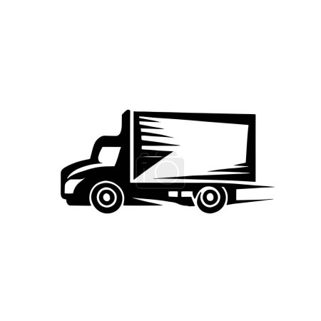 Téléchargez les illustrations : Logo camion de livraison sur un écran blanc - en licence libre de droit