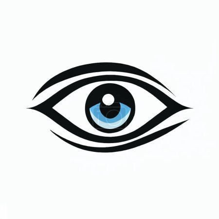 Téléchargez les illustrations : Illustration de logo d'oeil en couleur bleue sur un écran blanc - en licence libre de droit