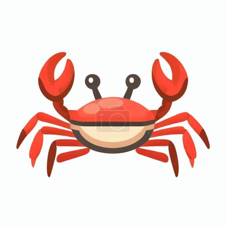 Téléchargez les illustrations : Icône dessin animé crabe sur toile blanche - en licence libre de droit