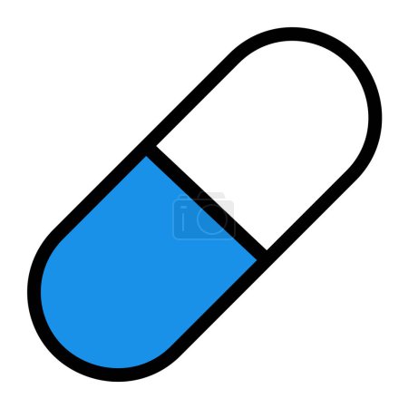 Photo for White blue medicine capsule flat icon - Royalty Free Image