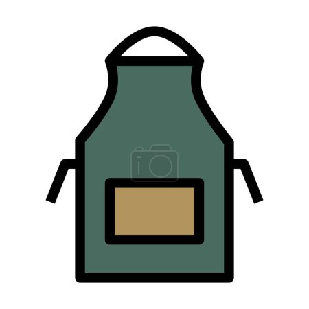 Illustration for An apron is a protective garment worn over clothing to cover the front of the body. It typically has a bib and straps that tie around the waist. - Royalty Free Image