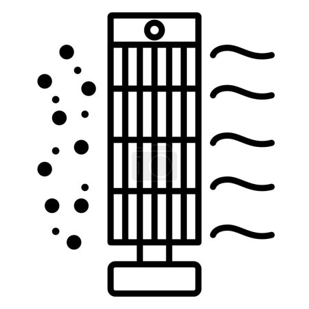 An air purifier flat outline represents the basic structure of an air purification device, typically showing a box-like shape with intake and outlet vents.