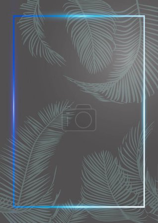 Illustration for Frame with glare, palm leaves and gradient - Royalty Free Image