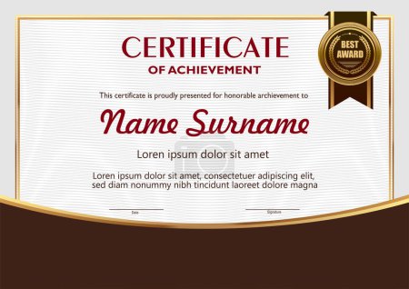 Illustration for Vector certificate template in red and gold shades - Royalty Free Image