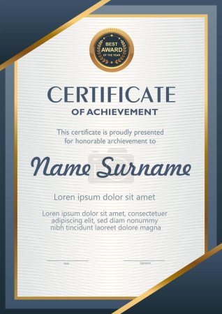 Vector diploma template in blue and yellow shades