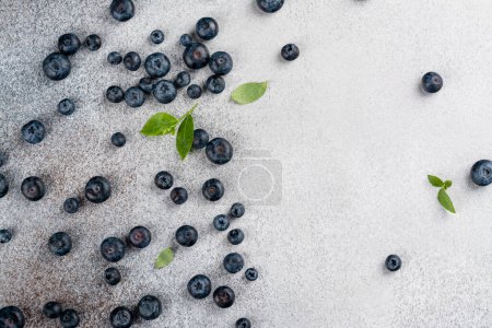 Photo for Fresh blueberry on stone table. International blueberry month - july background. Bilberry on wooden Background. Blueberry antioxidant. Concept for healthy eating and nutrition. Copy space - Royalty Free Image