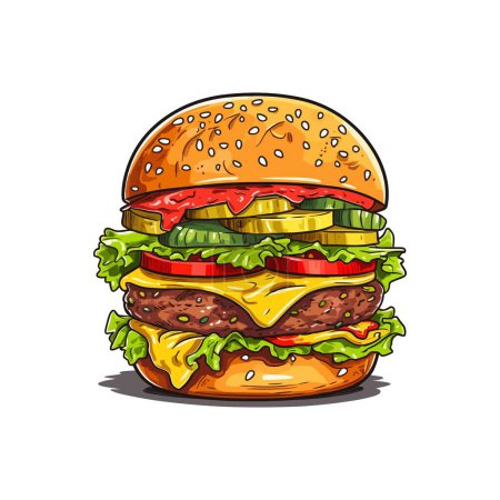 Téléchargez les illustrations : Hamburger à la tomate et boeuf - en licence libre de droit