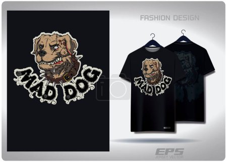 Illustration for Vector T-shirt background image.mad dog zombie dog pattern design, illustration, textile background for t-shirt, jersey street t-shirt - Royalty Free Image