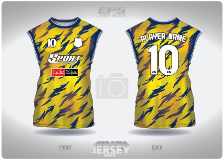 Illustration for EPS jersey sports shirt vector.Blue yellow stripes in polka dots pattern design, illustration, textile background for sleeveless shirt sports t-shirt, football jersey sleeveless shirt - Royalty Free Image