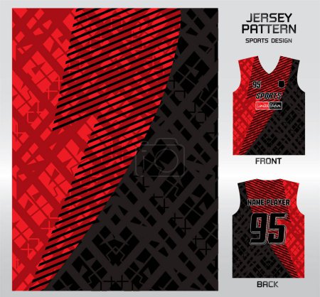 Illustration for Pattern vector sports shirt background image.red black textile stencil pattern design, illustration, textile background for sports t-shirt, football jersey shirt - Royalty Free Image