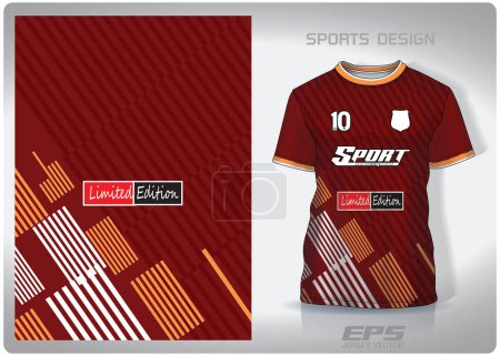 Illustration for Vector sports shirt background image.Diagonally dark red with yellow trim pattern design, illustration, textile background for sports t-shirt, football jersey shirt - Royalty Free Image