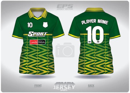 Illustration for EPS jersey sports shirt vector.yellow green wavy zigzag pattern design, illustration, textile background for V-neck poloshirt, football jersey poloshirt - Royalty Free Image