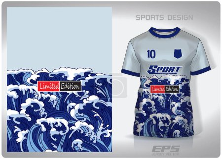 Ilustración de Estilo japonés olas de mar patrón de diseño, ilustración, fondo textil para camiseta deportiva, camiseta de fútbol - Imagen libre de derechos