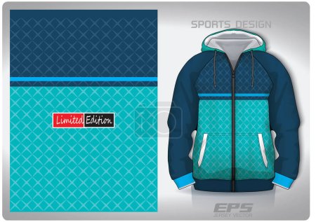 Illustration for Vector sports shirt background image.blue mint green fence pattern design, illustration, textile background for sports long sleeve hoodie, jersey hoodie - Royalty Free Image