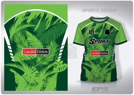 Illustration for Vector sports shirt background image.green amazon forest pattern design, illustration, textile background for sports t-shirt, football jersey shirt - Royalty Free Image