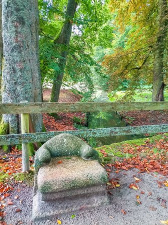 Stone chair Near Castle Kynzvart - castle is located near the famous west Bohemian spa town Marianske Lazne Marienbad - Czech Republic. High quality photo
