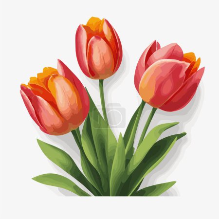 Téléchargez les illustrations : Un paquet de fleurs de tulipes en style vectoriel - en licence libre de droit