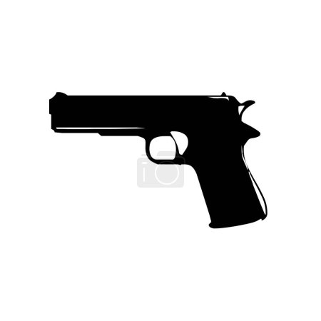 Téléchargez les photos : Pistolet Icône silhouette Illustration isolée sur fond blanc - en image libre de droit