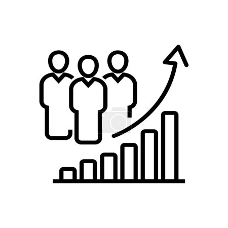 Illustration for Population growth icon, increase social development, global demography, people evolution chart, thin line symbol on white background - Royalty Free Image