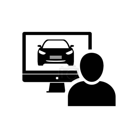 Ilustración de Icono de compra de coches. Comprar un coche en línea. Icono vectorial aislado sobre fondo blanco. - Imagen libre de derechos