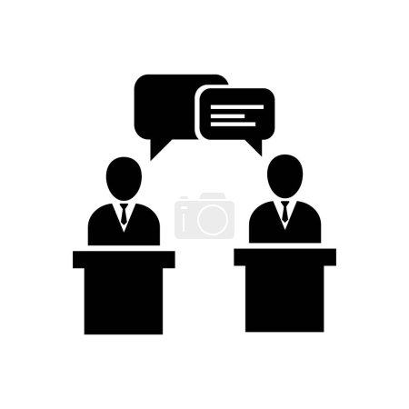 Illustration for Politic debate icon in flat style. Presidential debates vector illustration on white isolated background. Businessman discussion business concept. - Royalty Free Image
