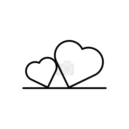 Illustration for Two hearts vector icon. Valentine day concept. Simple linear flat illustration isolated on white. Outline. eps10 - Royalty Free Image