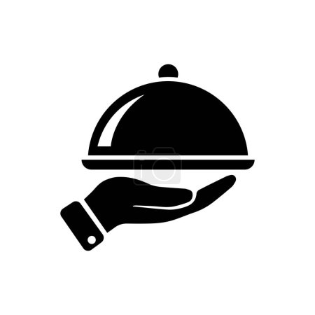 Illustration for Tray on the hand icon Vector Illustration on the white background. - Royalty Free Image