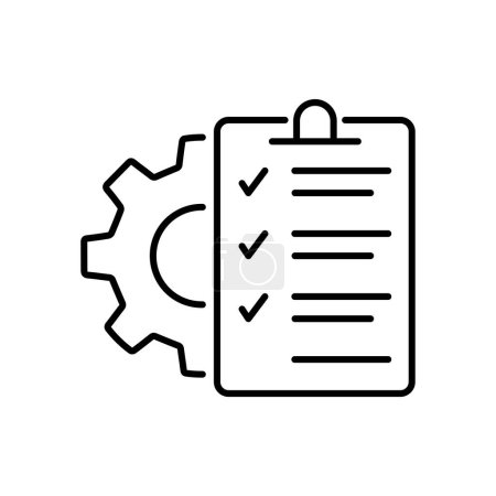 Illustration for Gear and check list. Technical description and characteristics. Vector linear icon. EPS-10 - Royalty Free Image