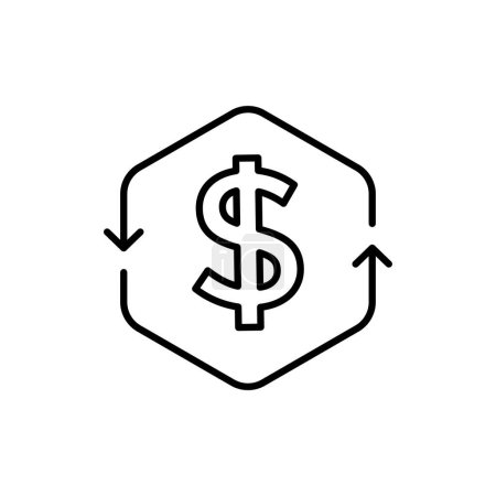 Illustration for Simple cash flow icon with thin line dollar sign. flat stroke trend modern lineart cashflow logotype graphic design isolated on white background. concept of global monetary policy or wealth conversion - Royalty Free Image